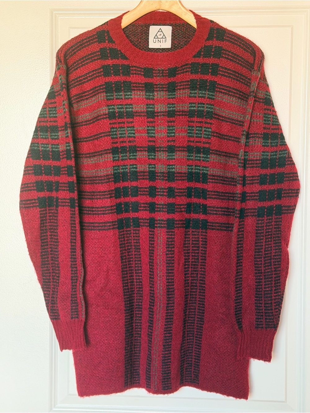 UNIF Hansen Tartan Plaid Oversized Sweater Tunic S